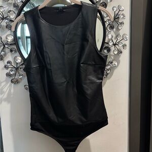 Express Black Faux Leather Top